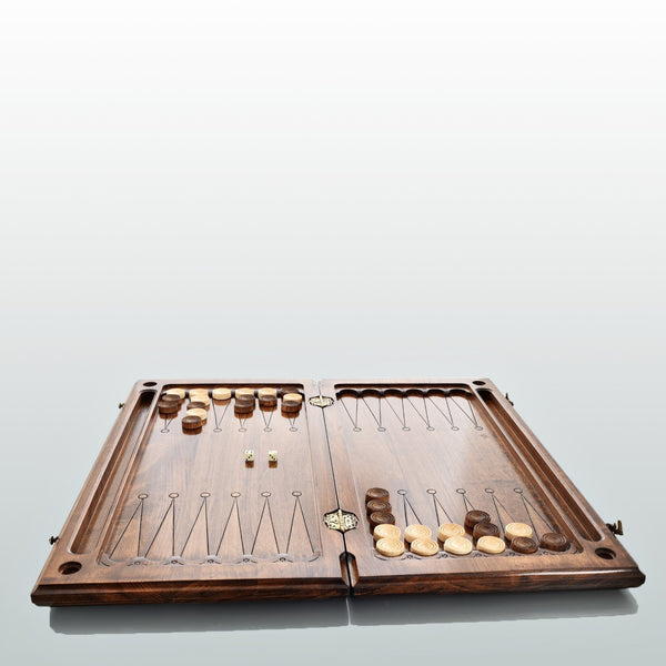 Backgammon carved wooden, model "Crown"