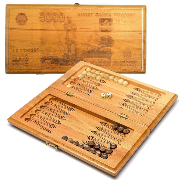 Backgammon carved wooden, model "Note"