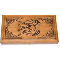 Backgammon carved wooden (oak), model "Twins"