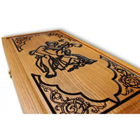 Backgammon carved wooden (oak), model "Vodoley"