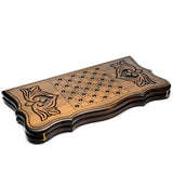 Backgammon carved wooden, model "Lions and Star"