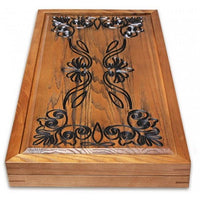 Backgammon carved wooden (oak), model "ND-004BL"