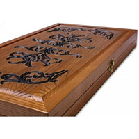 Backgammon carved wooden (oak), model "ND-006BL"